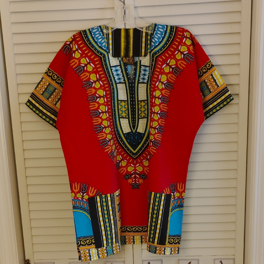 Vibrant Red Da'iki Dashiki Men's Top